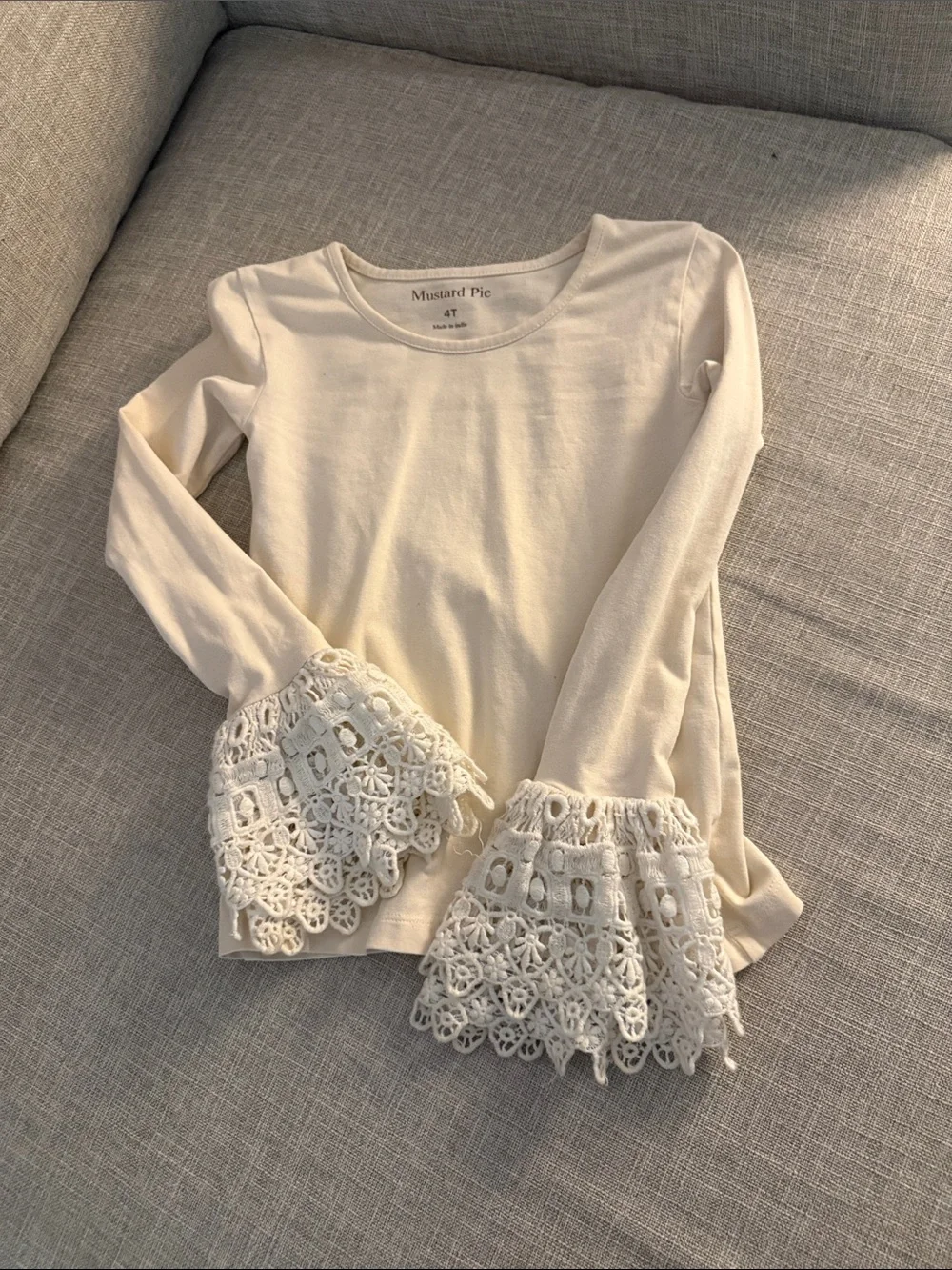Mustard Pie Ivory Lace Bell Sleeve Top